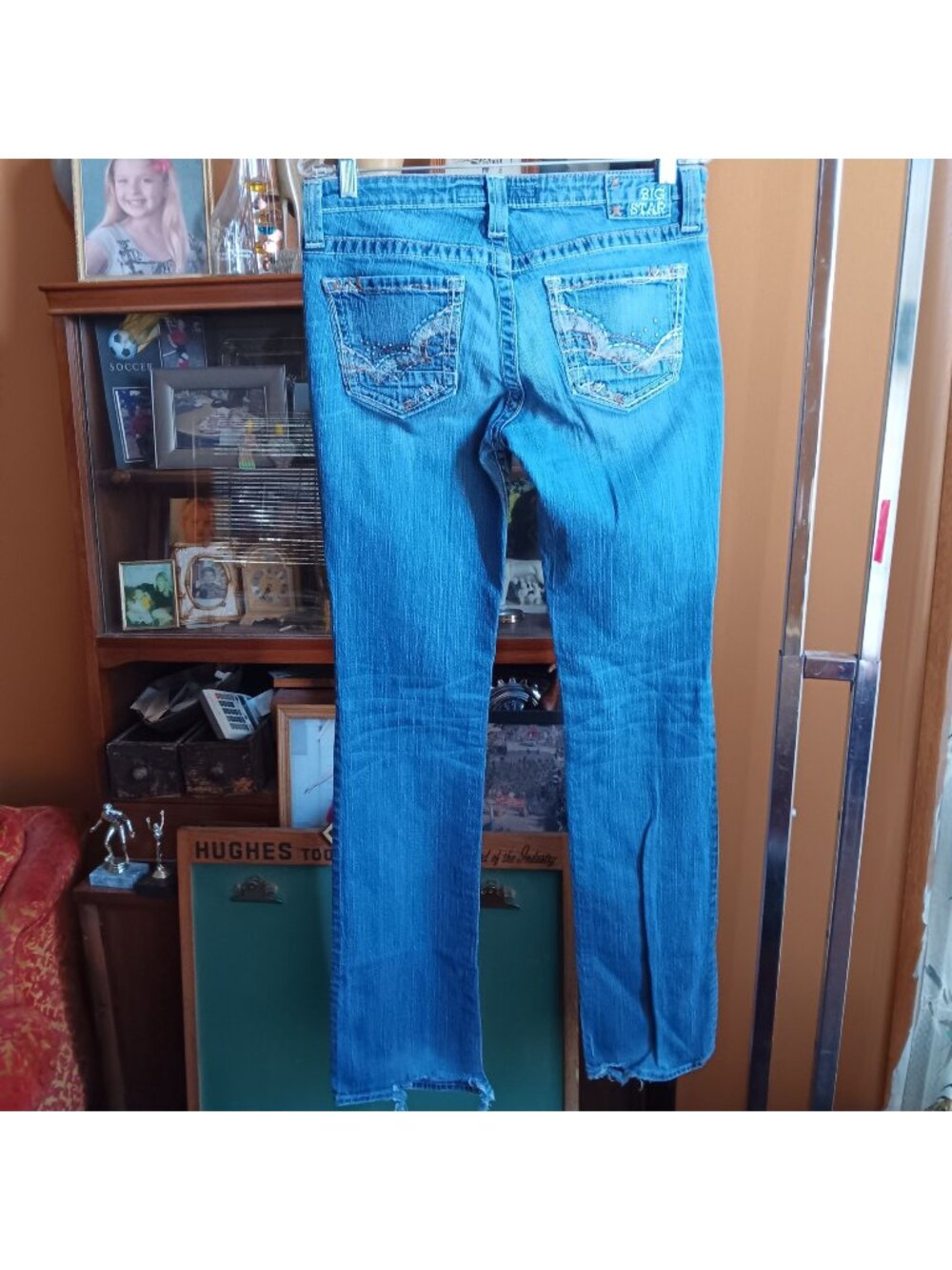 30XL Big Star Maddie Boot Mid Rise Jeans Distressed Blue Denim